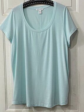 NEW ATHLETA  Sz XL Womens Relaxed Tee Shirt  Aqua Blue Short Sleeve